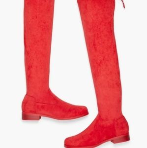 Red over the knee boots